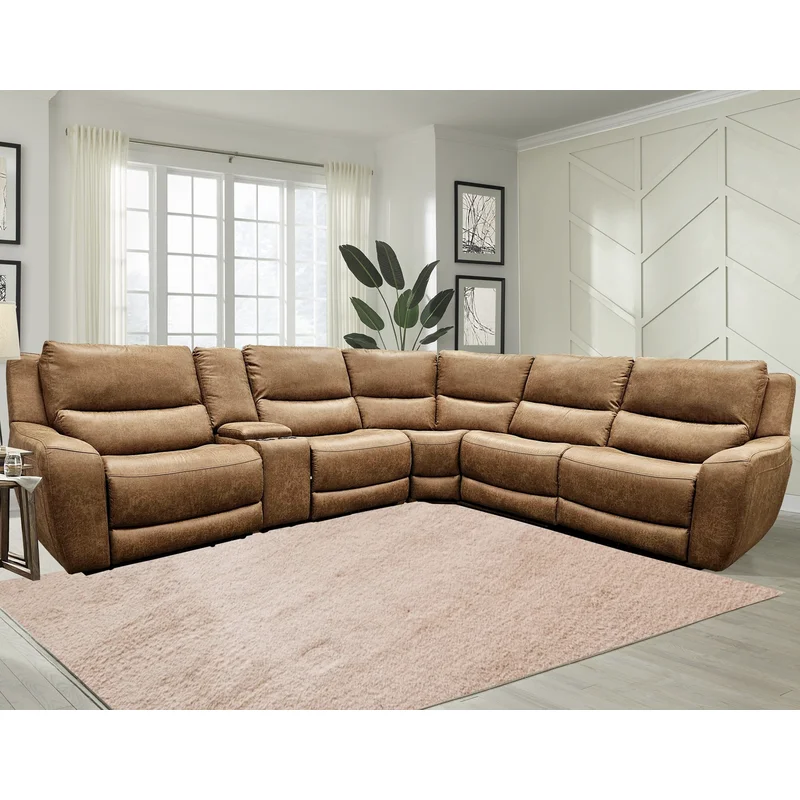 Texas Brown Oversize Power Sectional with Lumbar Support & Console