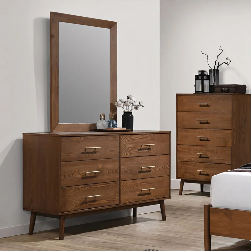 Tromso Mid-Century Modern 6-Drawer Dresser Walnut