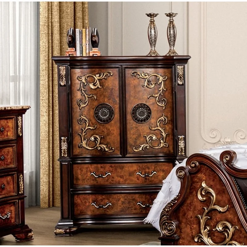 Aquilina Traditional Door Chest - Dark Cherry & Oak
