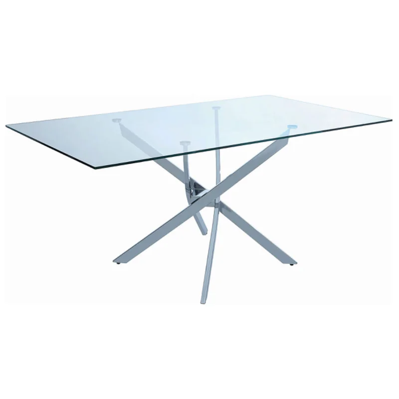 Carmelo X-Shaped Dining Table Chrome And Clear