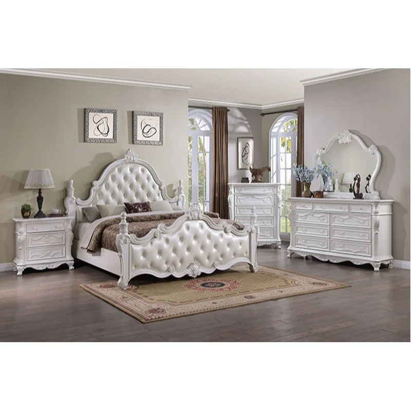 Cremona Traditional King Poster Bedroom Set - Pearl White