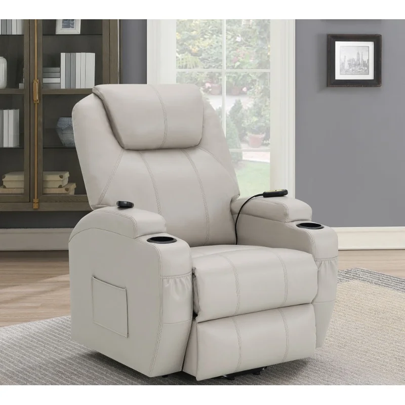 Sanger Upholstered Power Lift Recliner Chair With Massage Charcoal - Champagne