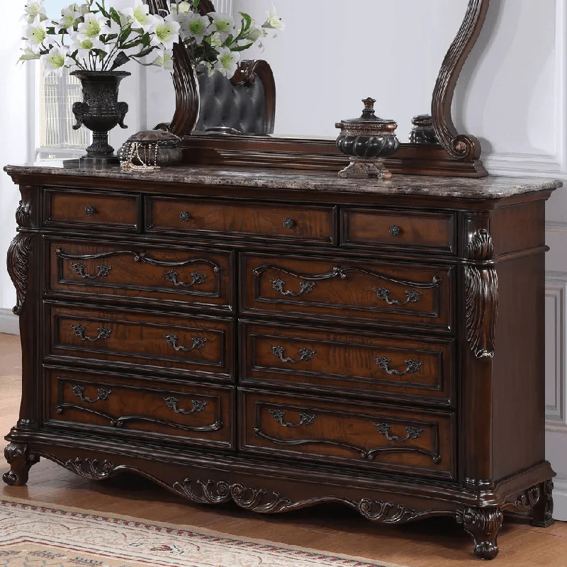 Ventresca Traditional 9-Drawer Dresser with Sintered Stone Top