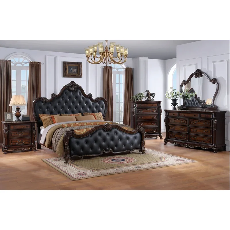 Ventresca Traditional King Bedroom Set in Dark Cherry