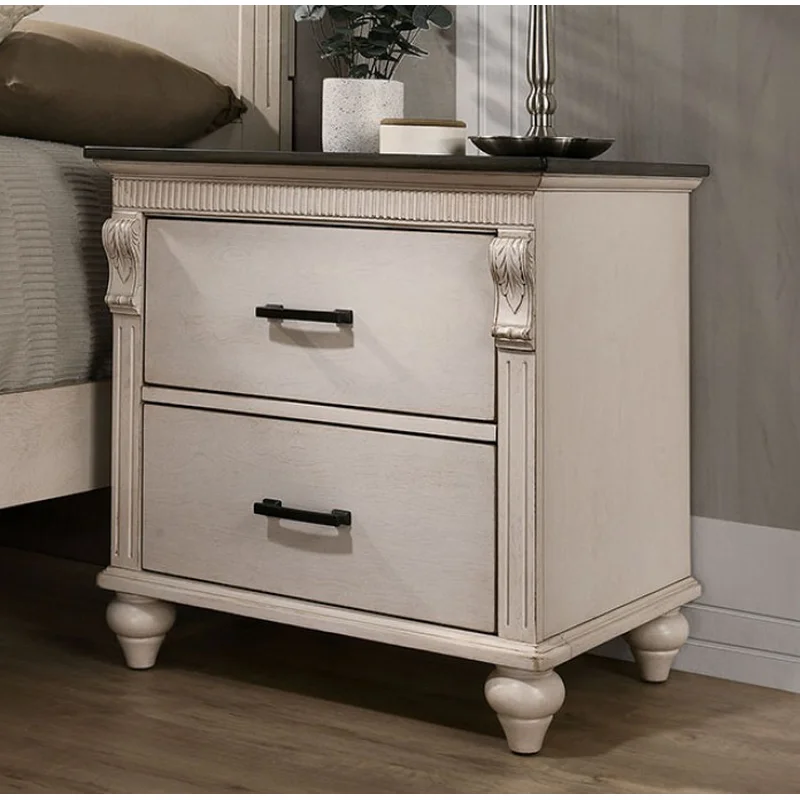 Agathon Transitional Nightstand - Antique White & Gray