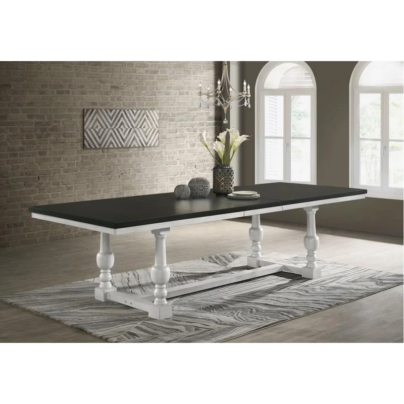 Aventine Rectangular Dining Table with Extension Leaf Charcoal and Vintage Chalk