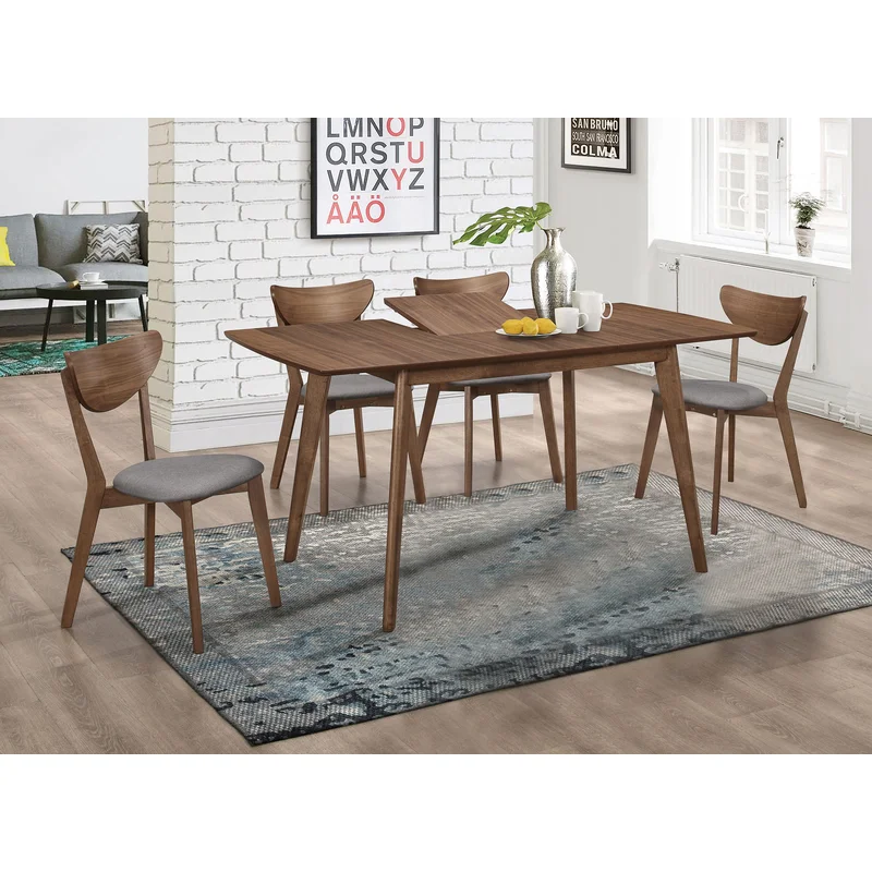 Alfredo 5-piece Butterfly Leaf Dining Set Natural Walnut GREY