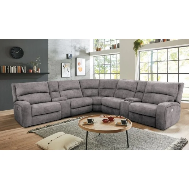 Apostolos Upholstered Power Wall-hugger Sectional - Light Gray