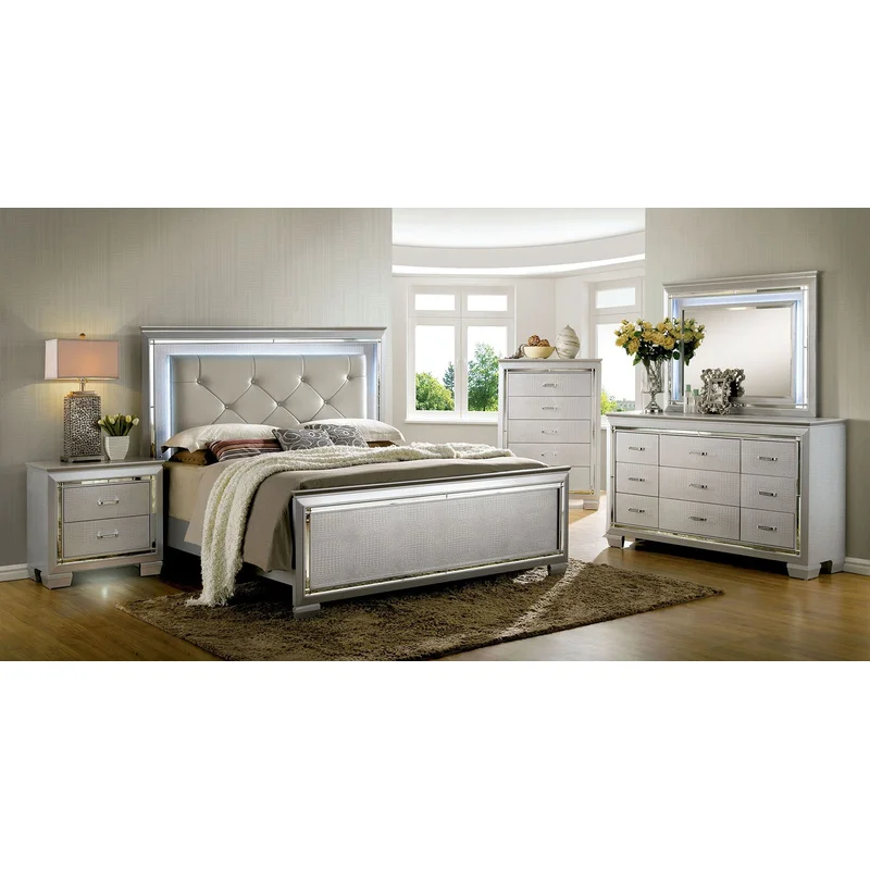 Bellanova 4-Piece King Size Glam Bedroom Set - Silver