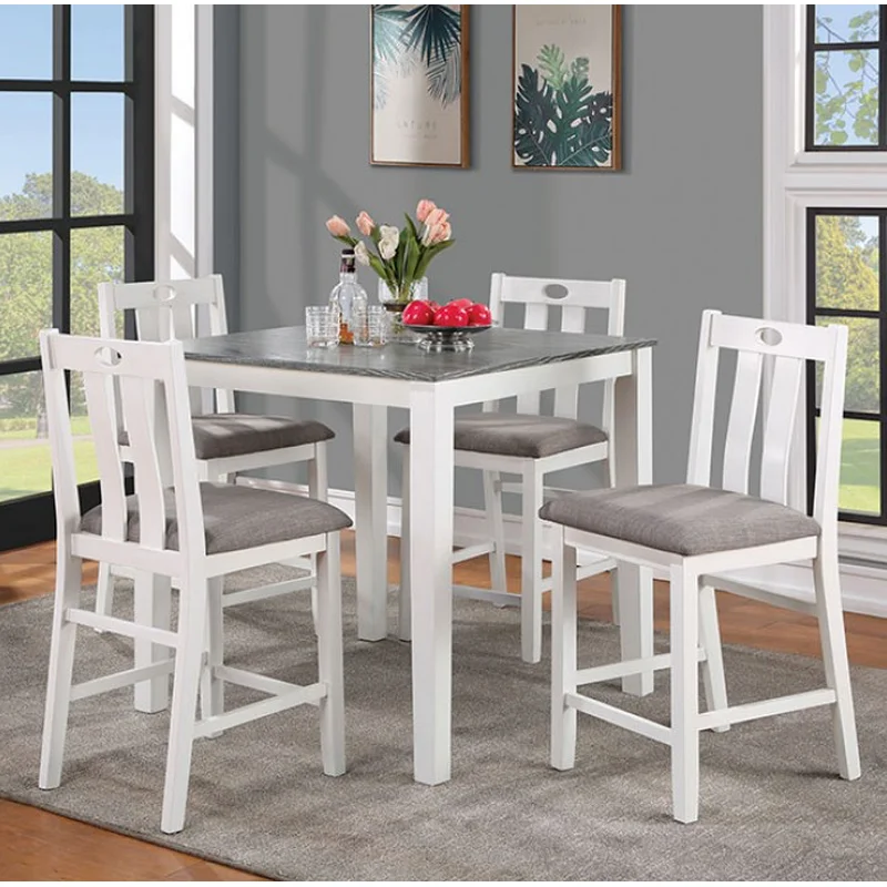 Dunseith 5-Piece Counter Height Dining Set - White & Gray