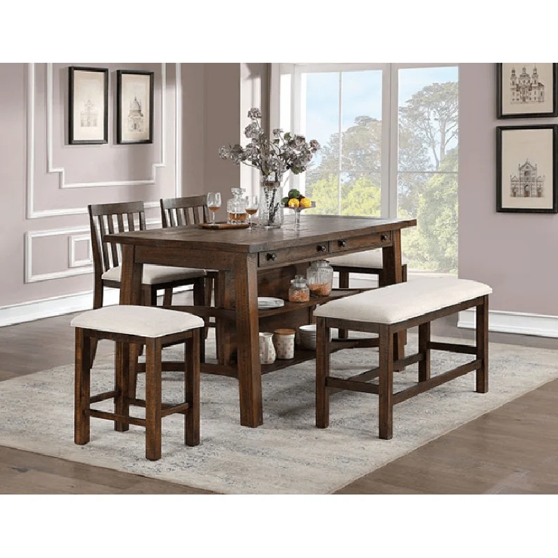 Fredonia 6-Piece Counter Height Dining Set - Rustic Oak