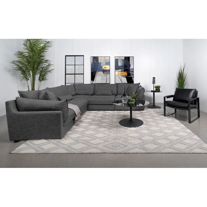 Sasha 5-Piece Upholstered Modular Sectional Sofa Barely Black