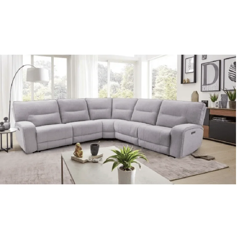 Tyrone Transitional Power Sectional in Light Gray