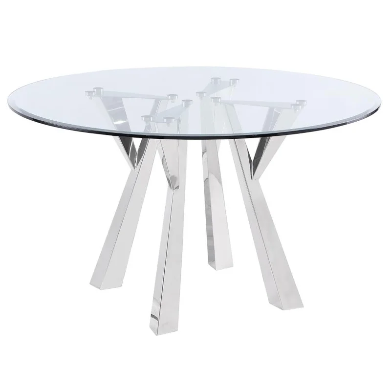 Alaia Round Glass Top Dining Table Clear And Chrome