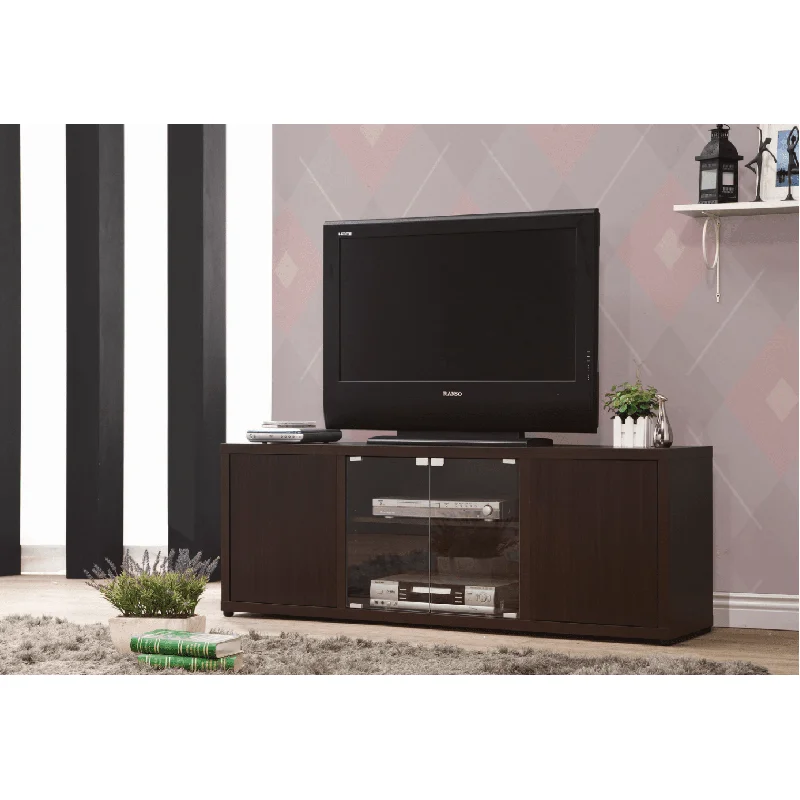 Ames Rectangular TV Console With Magnetic-Push Doors Cappuccino
