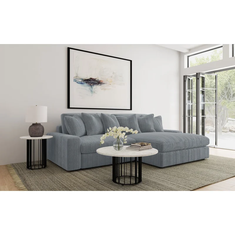 Blaine Corduroy Upholstered Reversible Sectional Fog