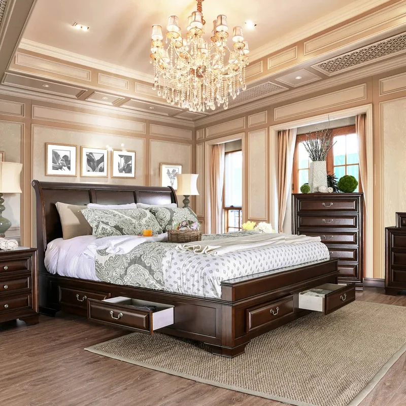 Brandt Transitional 4-Piece King Bedroom Set - Cherry