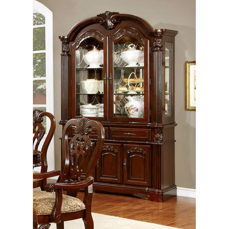 Elana Traditional Hutch & Buffet in Brown Cherry