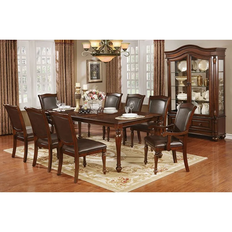 Sylvana Traditional Dining Set in Brown Cherry