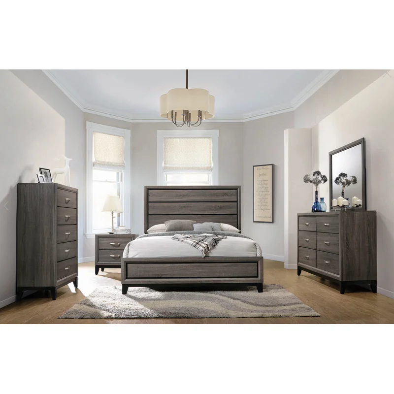Watson Wood Queen Panel Bed Grey Oak