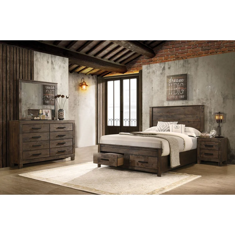 Woodmont 4-piece Eastern King Bedroom Set Golden Brown RUSTIC GOLDEN BROWN