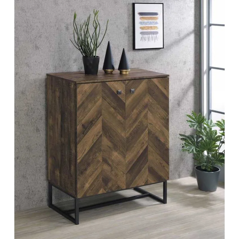 2-door Accent Cabinet Rustic Oak and Gunmetal