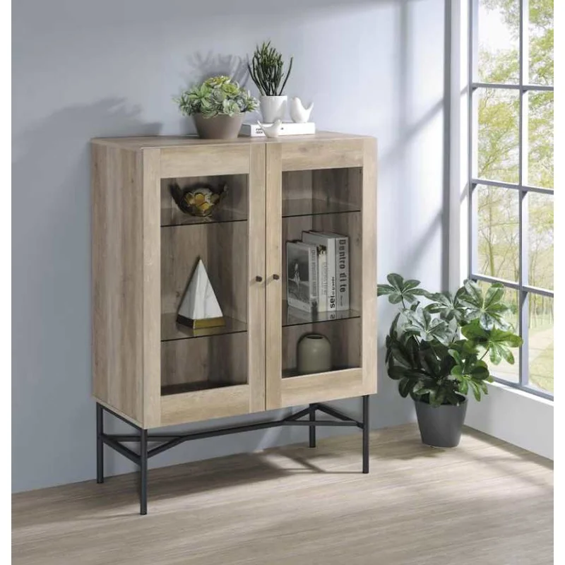 2-door Accent Cabinet with Glass Shelves
