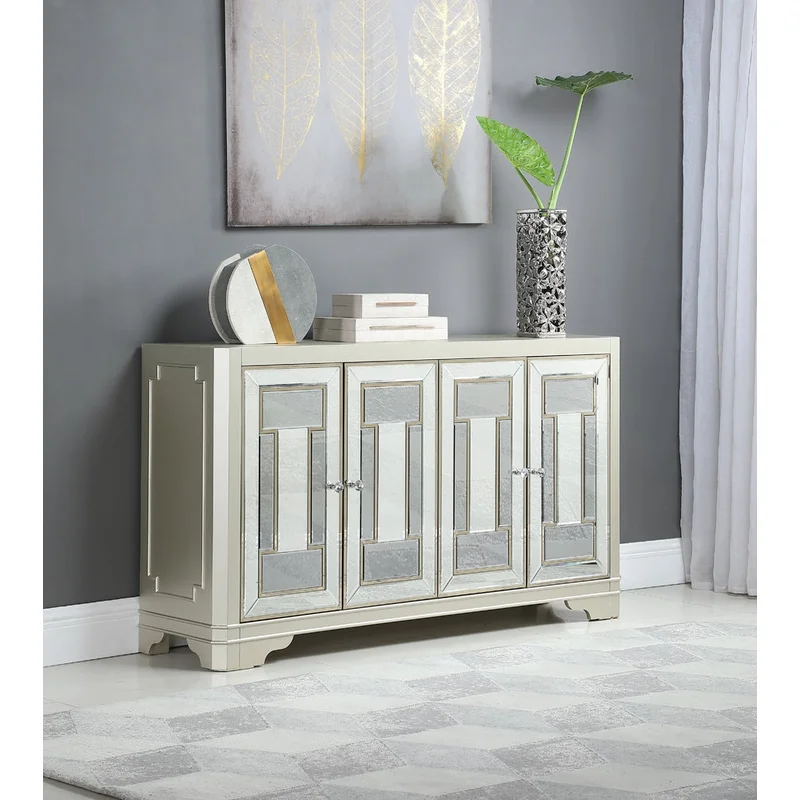 4-Door Accent Cabinet Smoke And Champagne