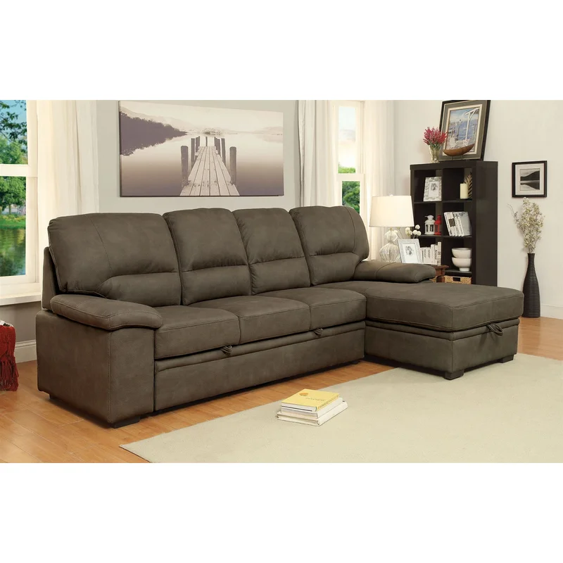 Alcester Sectional W- Convertible Bed in Brown
