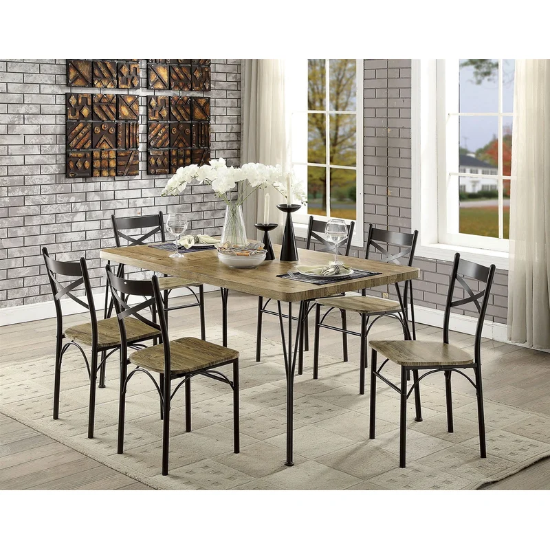 Banbury 7 Piece Rustic Industrial Dining Set