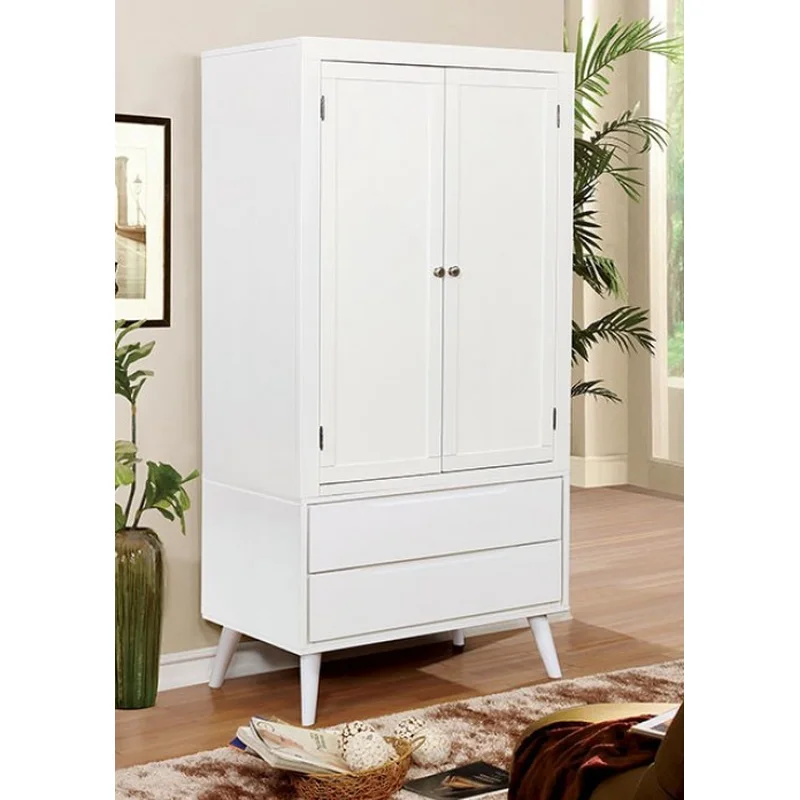 Lennart White Finish Mid-Century Modern Armoire