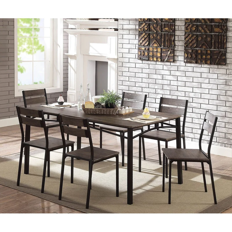 Westport Transitional Style Weathered Gray 7-Piece Dining Set