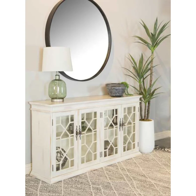 4-door Accent Cabinet with Adjustable Shelves White