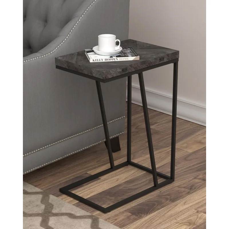 Expandable Chevron Rectangular Accent Table Grey