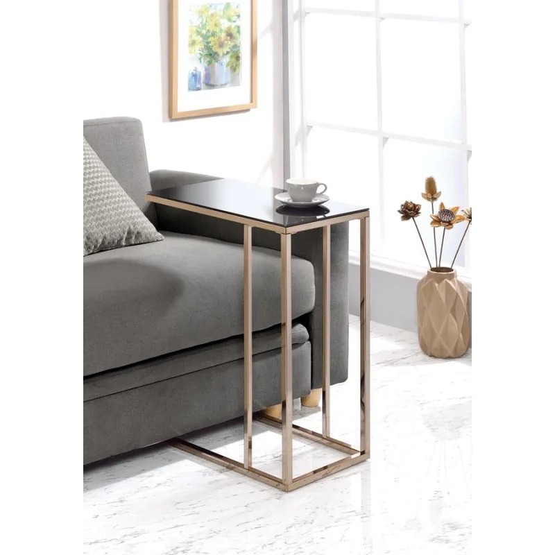 Rectangular Accent Table Black & Chocolate Chrome