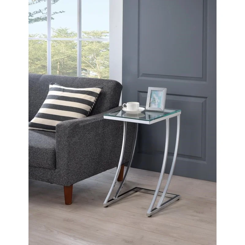 Rectangular Top Accent Table Chrome & Clear