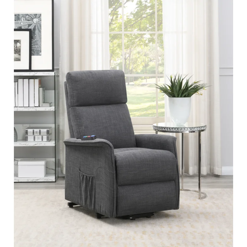 Herrera Power Lift Massage Recliner With Storage Pocket Gray