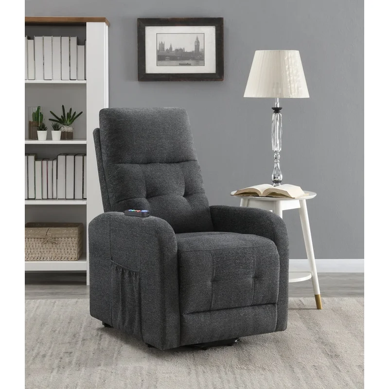 Howie Power Lift Massage Chair in Light Charcoal Performance Fabric