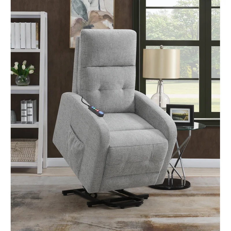 Howie Power Lift Massage Chair in Light Gray Performance Fabric