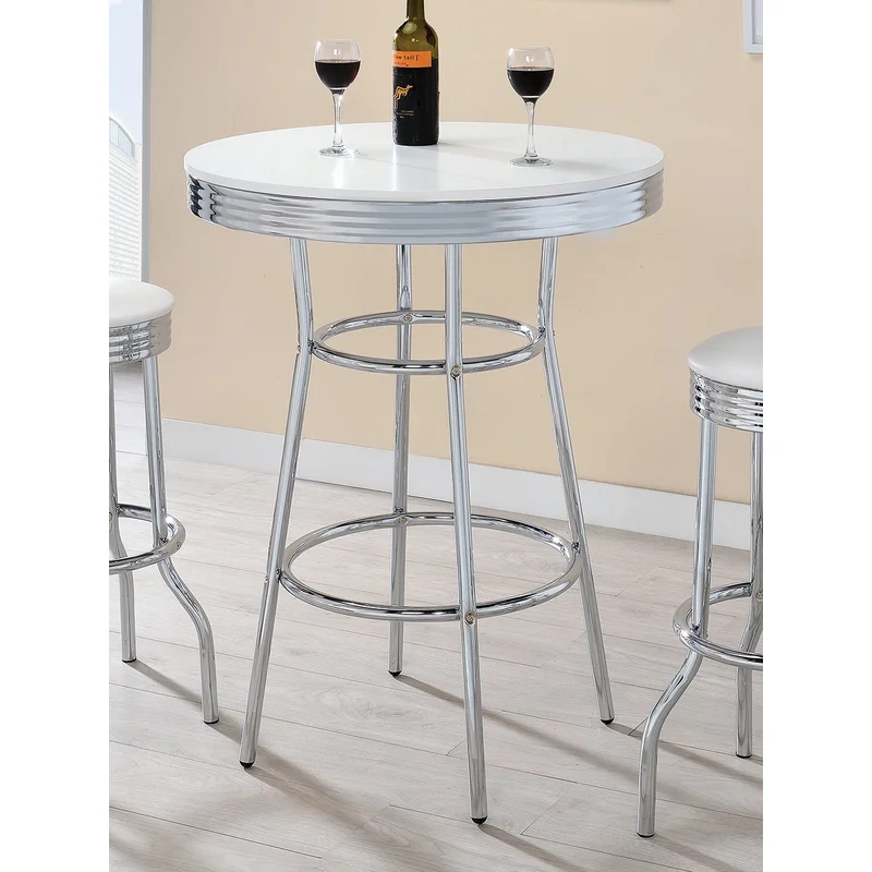 Martin's Retro Bar Table with High Gloss White Top