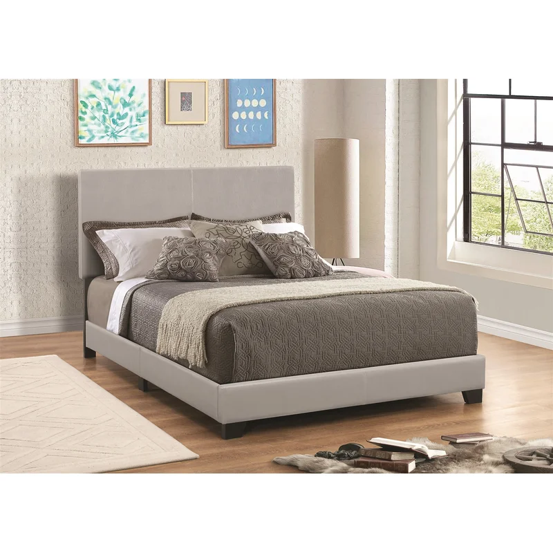 Simms Light Grey Leatherette King Bed