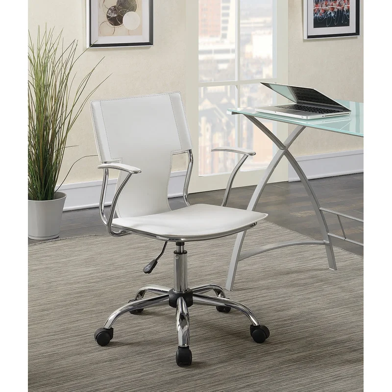 Avery Modern White & Chrome Office Chair