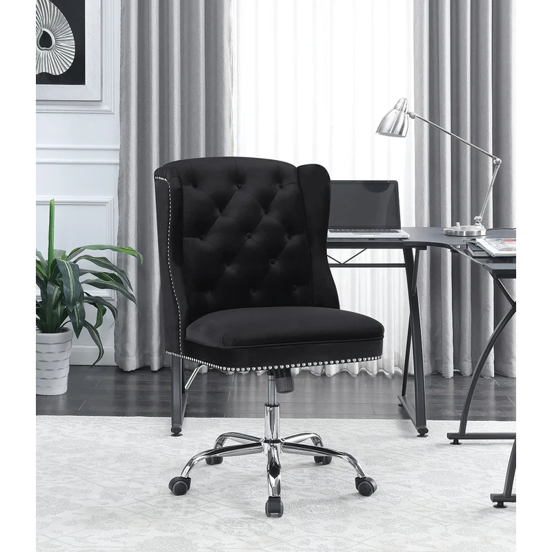 Axel Black Velvet Tufted Office Chair