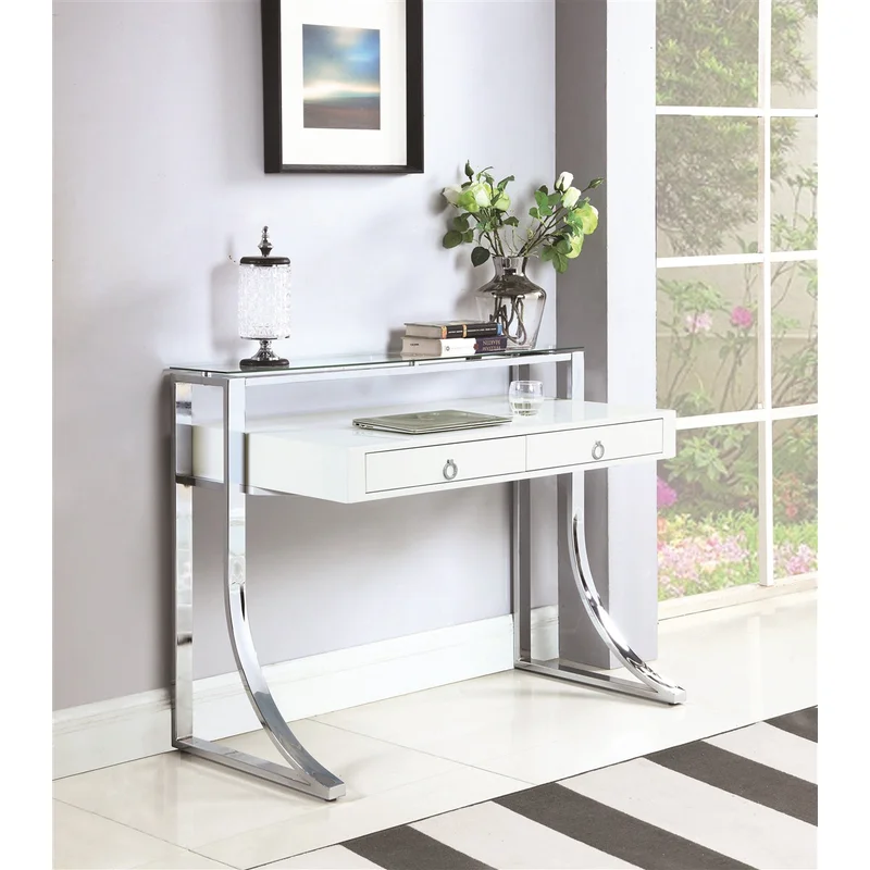 Croix High Gloss White & Chrome Desk