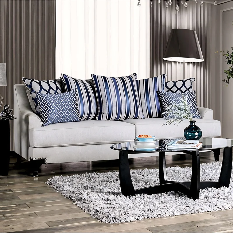 Sisseton Transitional Light Gray Small Weave Chenille Sofa