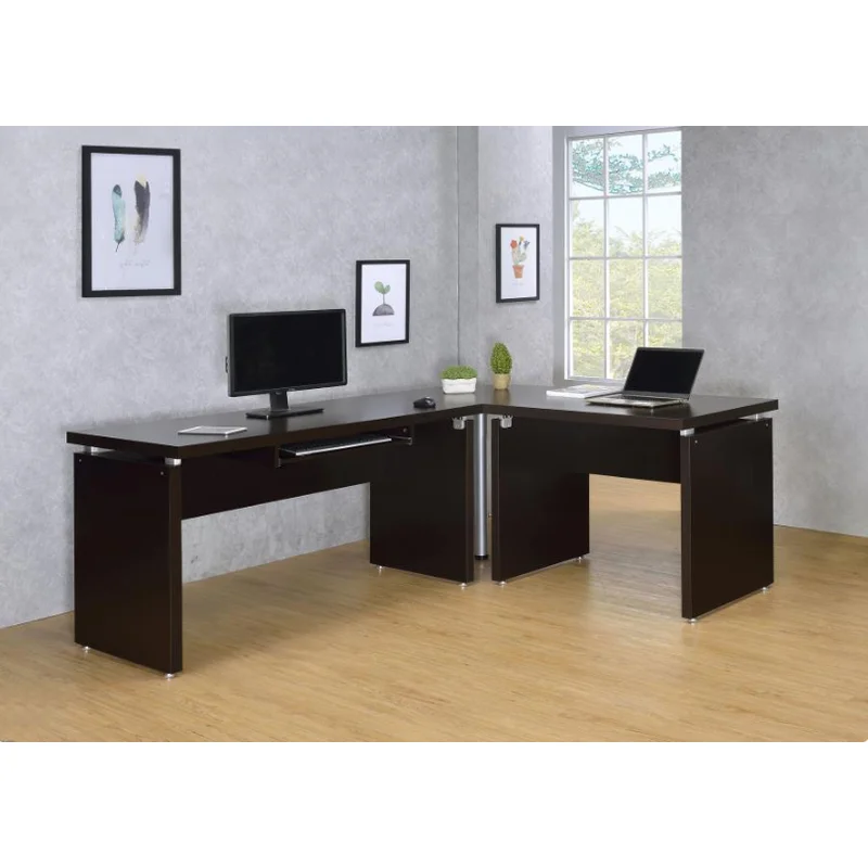 Skylar Long Computer Desk With Keyboard Drawer Cappuccino