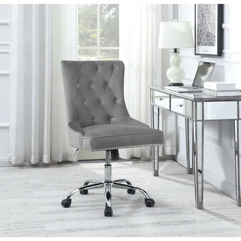 Targa Blue Grey Office Chair with Chrome Accent Trim