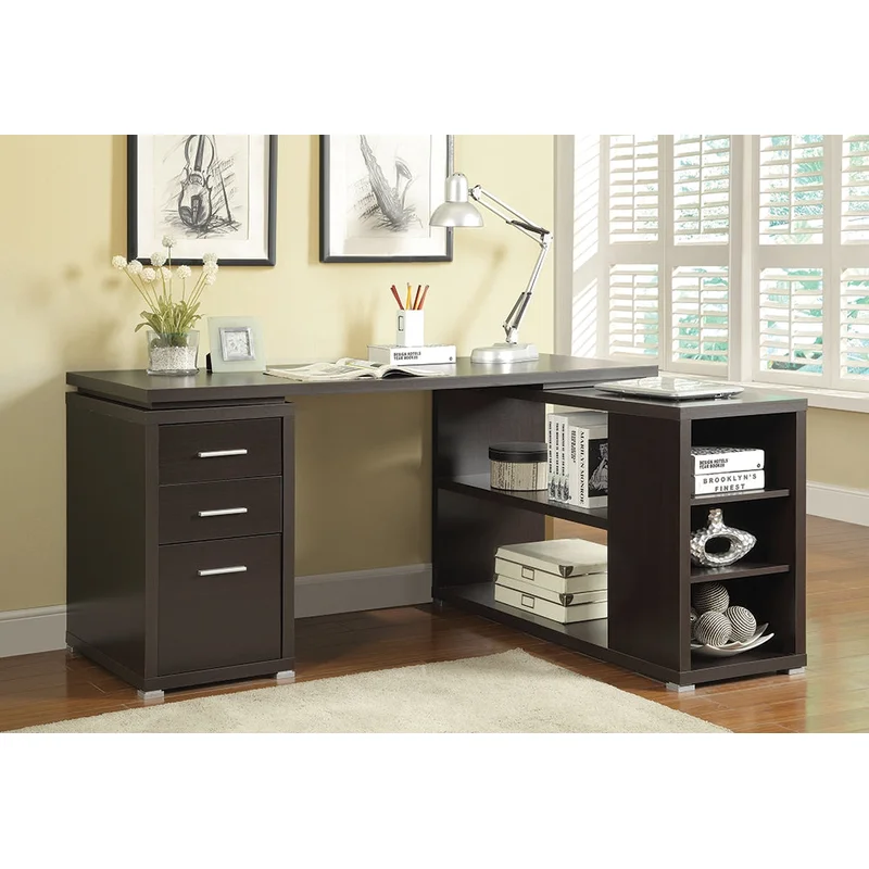 Yvette L-Shape Cappuccino Finish Office Desk