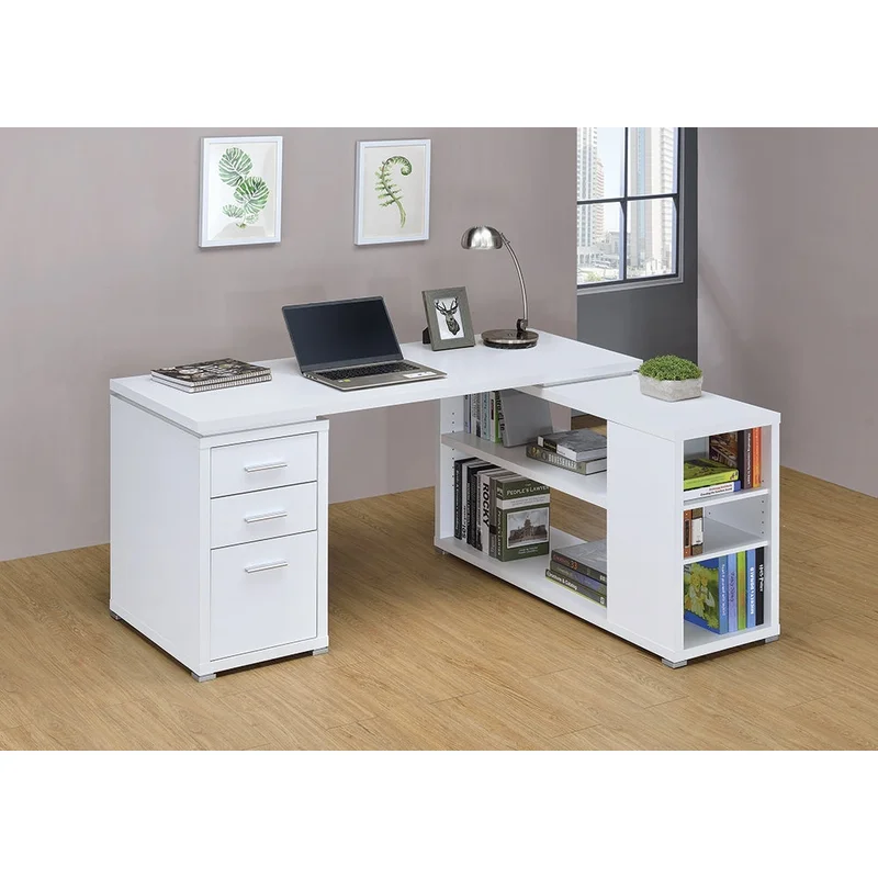 Yvette L-Shape White Office Desk