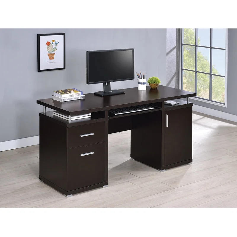 Tracy 2-Drawer Cappuccino Finish Computer Desk